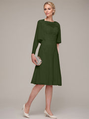 A-line/Princess Sleeveless Knee-Length Chiffon Mother of the Bride Dress With Jacket Appliqued Beading