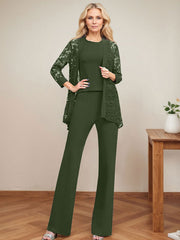 Jumpsuit/Pantsuit Scoop Neck Elastic Satin Mother Of The Bride Dresses