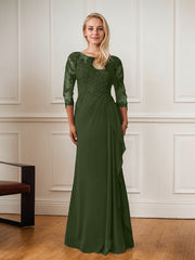 A-Line Floor-Length Scoop Chiffon Mother of Bride Dress