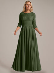 A-Line Scoop Floor-Length Chiffon Mother of the Bride Dress