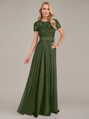 A-Line Scoop Floor-Length Chiffon Mother of the Bride Dress