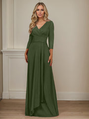 A-Line V-Neck Floor-Length Chiffon Mother of the Bride Dress