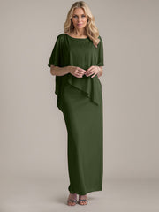 Sheath Scoop Floor-Length Beaded Mother of the Bride Dress