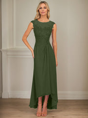 A-Line Scoop Asymmetrical Chiffon Mother of the Bride Dress