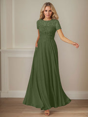A-Line Boat-neck Sequins Chiffon Mother of the Bride Dress
