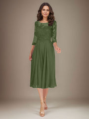 Plum A-Line Scoop Lace Chiffon Mother of the Bride Dress