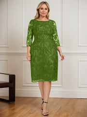 Sheath/Column Scoop Knee-Length Lace Mother of the Bride Dress
