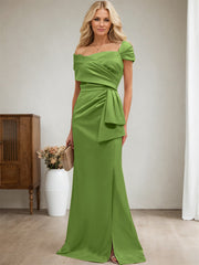 Elegant Wrap Sheath Mother Of The Bride Dresses With Split Front
