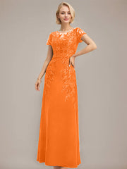 Sheath/Column Scoop Illusion Floor-Length Lace Chiffon Mother of the Bride Dress With Sequins