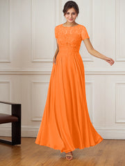 A-Line Boat-Neck Floor-Length Sequins Chiffon Mother of the Bride Dress