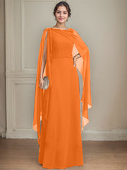 A-line Scoop Floor-Length Chiffon Mother of the Bride Dress With Bow Pleated