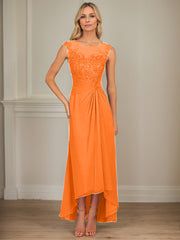 A-Line Scoop Asymmetrical Chiffon Mother of the Bride Dress