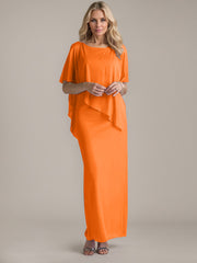 Sheath Scoop Floor-Length Beaded Mother of the Bride Dress