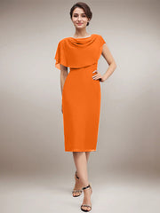 Sheath/Column Scoop Knee-Length Chiffon Mother of the Bride Dress With Beading