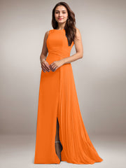 A-Line Scoop Floor-Length Sequins Chiffon Mother of the Bride Dress