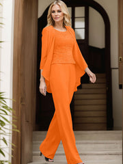 Jumpsuit/Pantsuit Scoop Neck Chiffon Mother Of The Bride Dresses With Lace