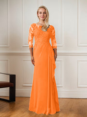 A-Line Floor-Length Scoop Chiffon Mother of Bride Dress