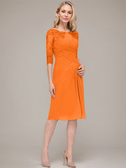 Sheath/Column Knee-Length Chiffon Mother of the Bride Dress With Jacket Appliqued Pleated