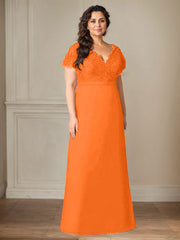 A-Line V-Neck Lace Chiffon Mother of the Bride Dress