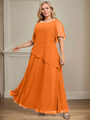 A-line Scoop Ankle-Length Chiffon Mother of the Bride Dress With Beading