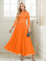 A-Line Scoop Neck Ankle-Length Chiffon Mother Of The Bride Dresses With Lace