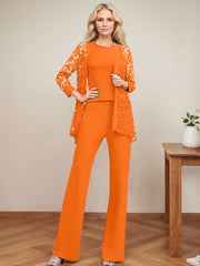 Jumpsuit/Pantsuit Scoop Neck Elastic Satin Mother Of The Bride Dresses