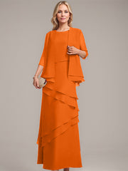 Sheath/Column Scoop Floor-Length Chiffon Mother of the Bride Dress