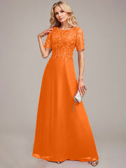 A-Line Round Neck Sequin Mother of Bride Dress With Appliques