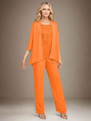 Stormy 3 Piece Long Mother of the Bride Pant Suits with Appliques