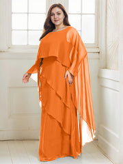 A-line Scoop Floor-Length Chiffon Mother of the Bride Dress