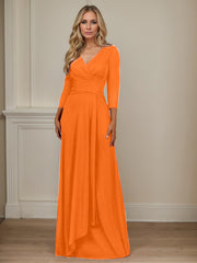 A-Line V-Neck Floor-Length Chiffon Mother of the Bride Dress