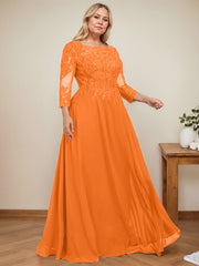 A-line Scoop Floor-Length Lace Chiffon Mother of the Bride Dress With Sequins