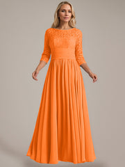 A-Line Scoop Floor-Length Chiffon Mother of the Bride Dress
