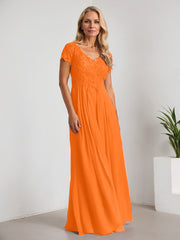 A-Line V-Neck Floor-Length Chiffon Mother of the Bride Dress