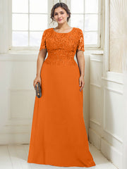 A-line Scoop Floor-Length Lace Chiffon Mother of the Bride Dress With Sequins