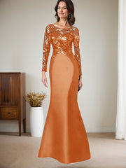 Scoop Neck Long Sleeves Floor-Length Satin/Sequined Mother Of The Bride Dresses