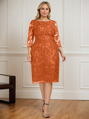Sheath/Column Scoop Knee-Length Lace Mother of the Bride Dress