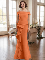 Off-The-Shoulder Cascading Ruffles Mother Of The Bride Dresses