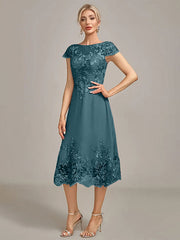 Dusty Rose A-Line Tea-Length Mother of the Bride Dress With Sequins
