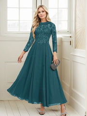 A-Line Scoop Neck Ankle-Length Chiffon Mother Of The Bride Dresses With Lace