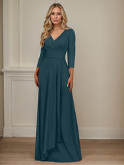 A-Line V-Neck Floor-Length Chiffon Mother of the Bride Dress