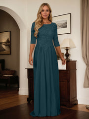 A-Line Scoop Floor-Length Chiffon Mother of the Bride Dress