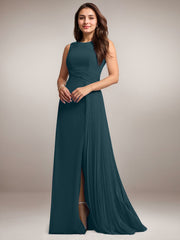 A-Line Scoop Floor-Length Sequins Chiffon Mother of the Bride Dress