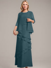 Sheath/Column Scoop Floor-Length Chiffon Mother of the Bride Dress
