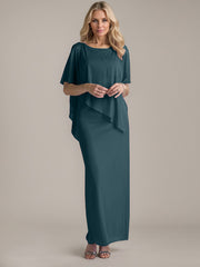 Sheath Scoop Floor-Length Beaded Mother of the Bride Dress