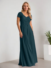 A-Line V-Neck Floor-Length Chiffon Mother of the Bride Dress
