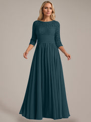 A-Line Scoop Floor-Length Chiffon Mother of the Bride Dress
