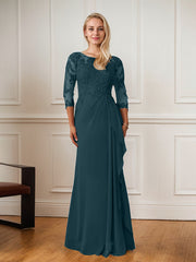A-Line Floor-Length Scoop Chiffon Mother of Bride Dress