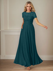 A-Line Boat-neck Sequins Chiffon Mother of the Bride Dress