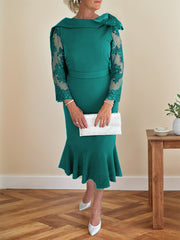 Trumpet/Mermaid Elastic Satin(Slight Stretch) Mother Of The Bride Dresses With Bow(s)/Lace